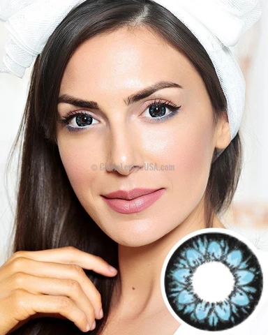 GEO Flower Plum Blue Circle Lens WTC22 - CircleLensesUSA.com