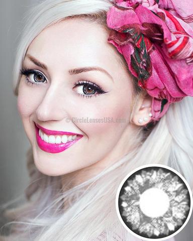 GEO Xtra Flower Lotus Grey Circle Lens WFLA15 - CircleLensesUSA.com